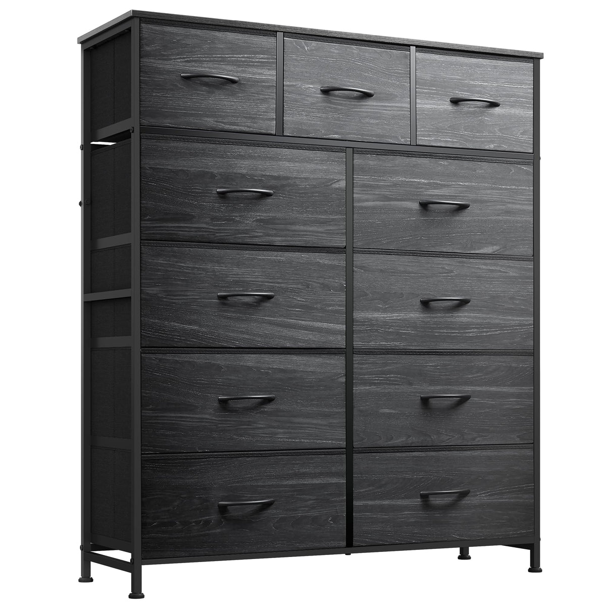 Black 11 Drawer Fabric Dresser A340228
