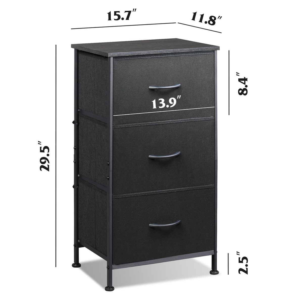 Charcoal Black 3 7 9 Drawer Dresser Set B4128