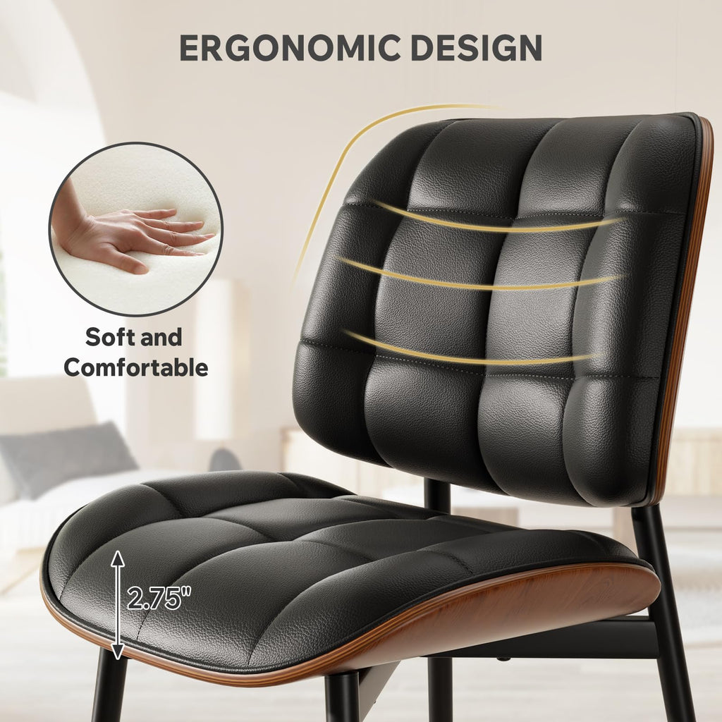 Black Faux Leather Dining Chairs Set of 4 Z382