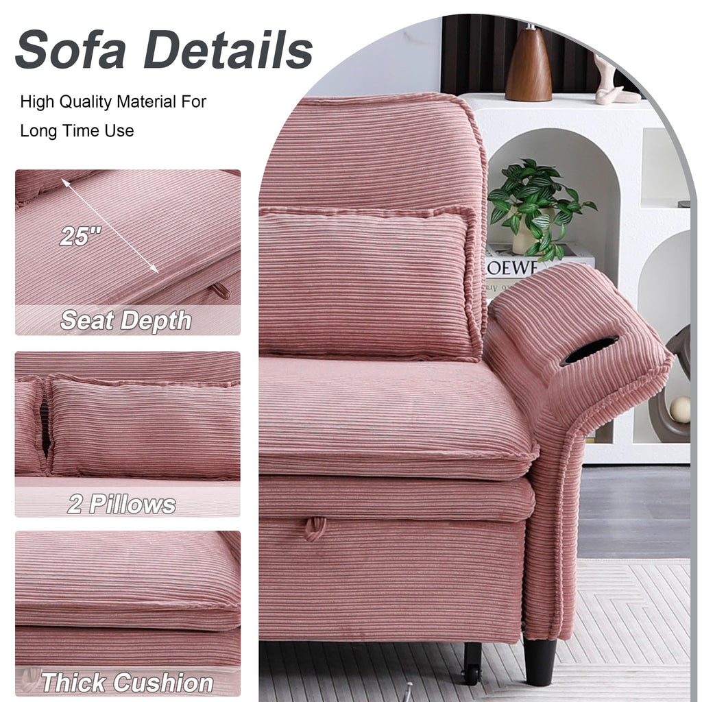 Pink Convertible Sleeper Sofa Bed C7637