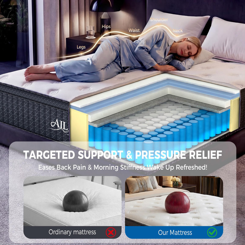 Queen 12 Inch Medium Firm Hybrid Mattress in a Box Z528632