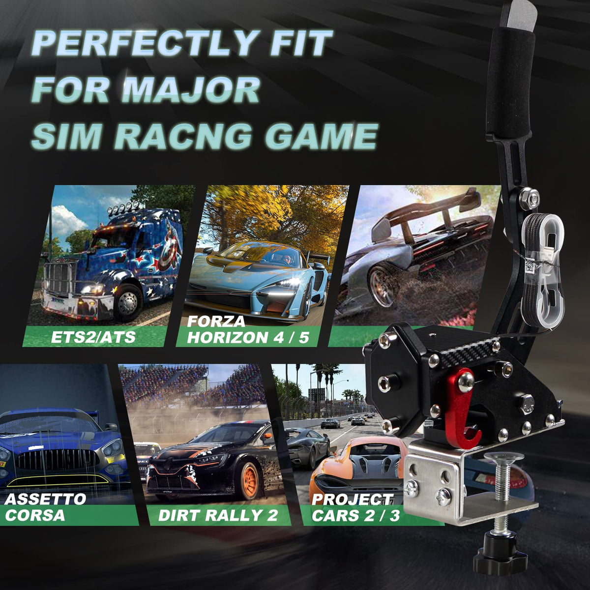 2-in-1 USB Handbrake with Hall Sensor and Clamp R848