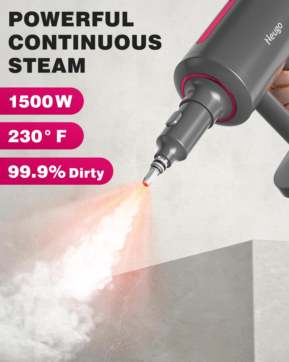7in1 Handheld Steam Mop 1500W 23ft Cord V1759