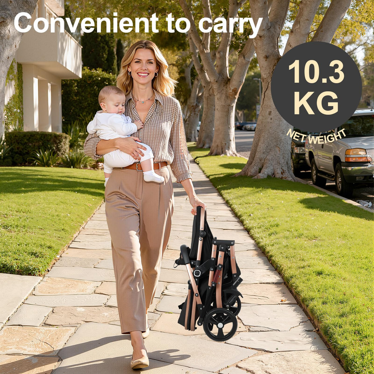 2 in 1 Convertible Bassinet Stroller with Reversible Seat UPF Canopy Black F107558