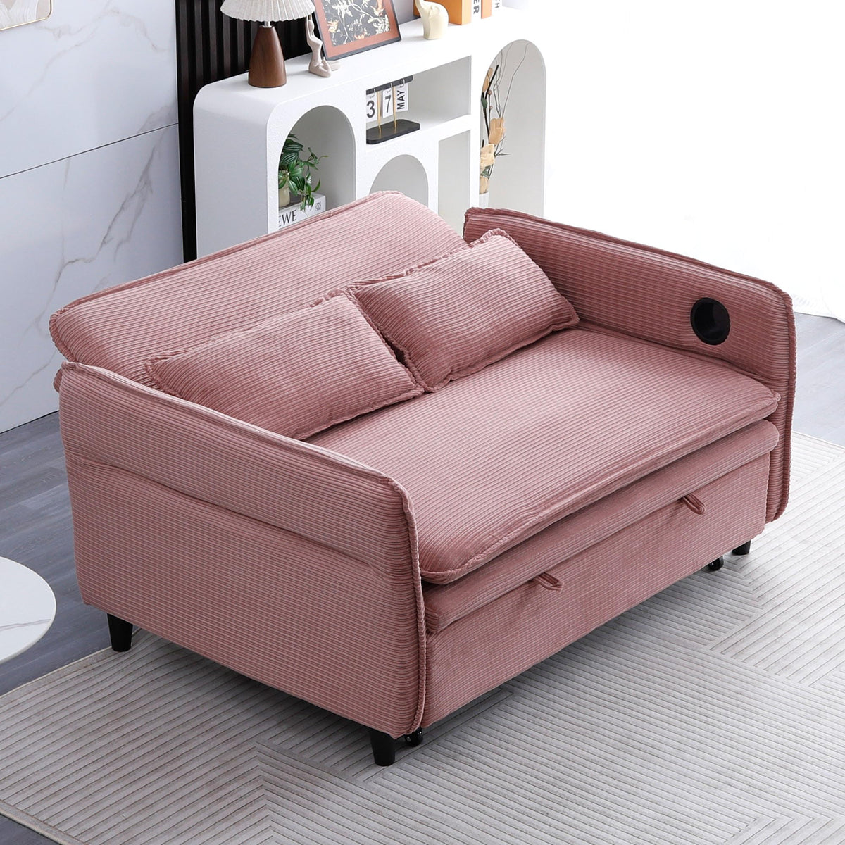 Pink Convertible Sleeper Sofa Bed C7637