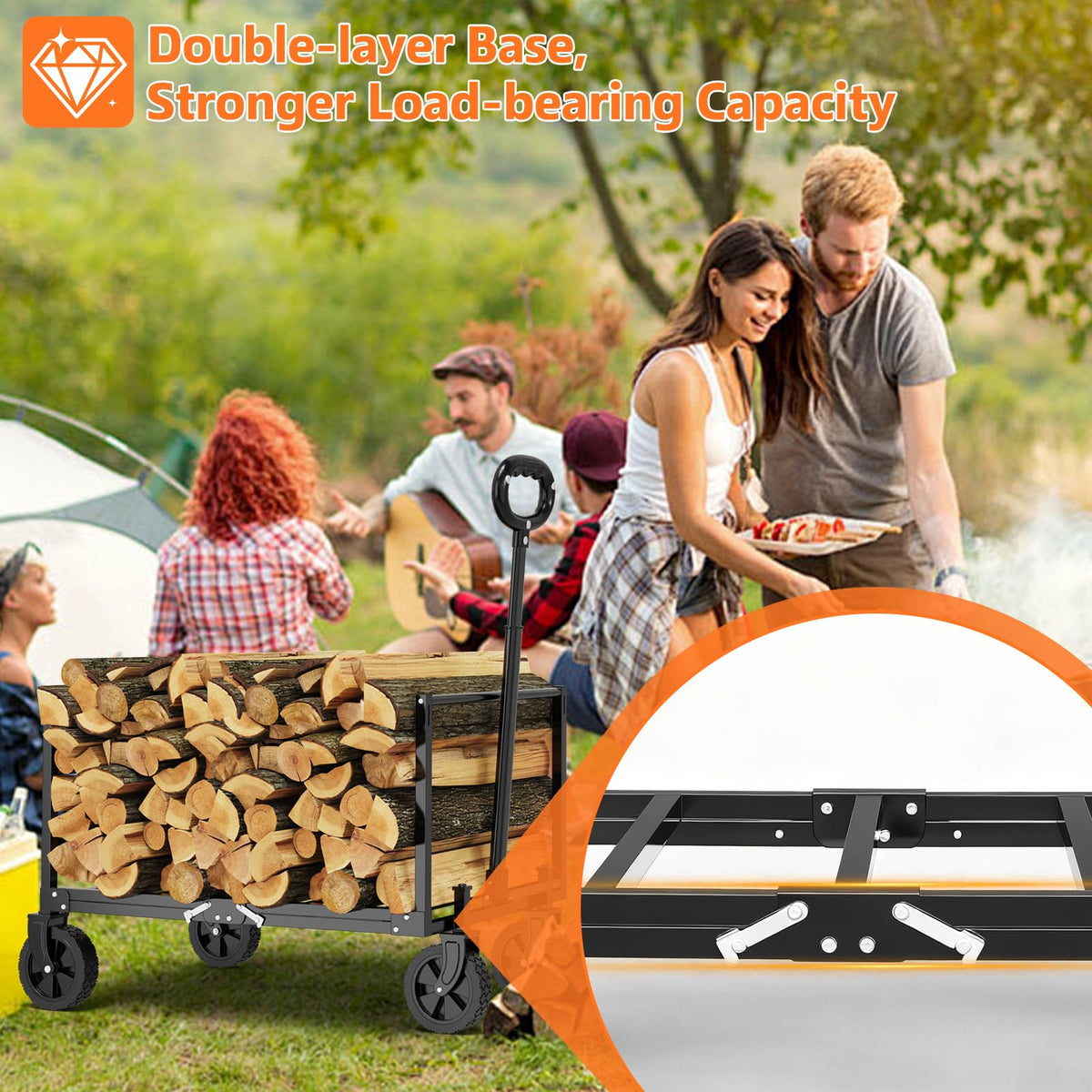 3 in 1 Foldable Wagon Cart with Sturdy Wheels H2667