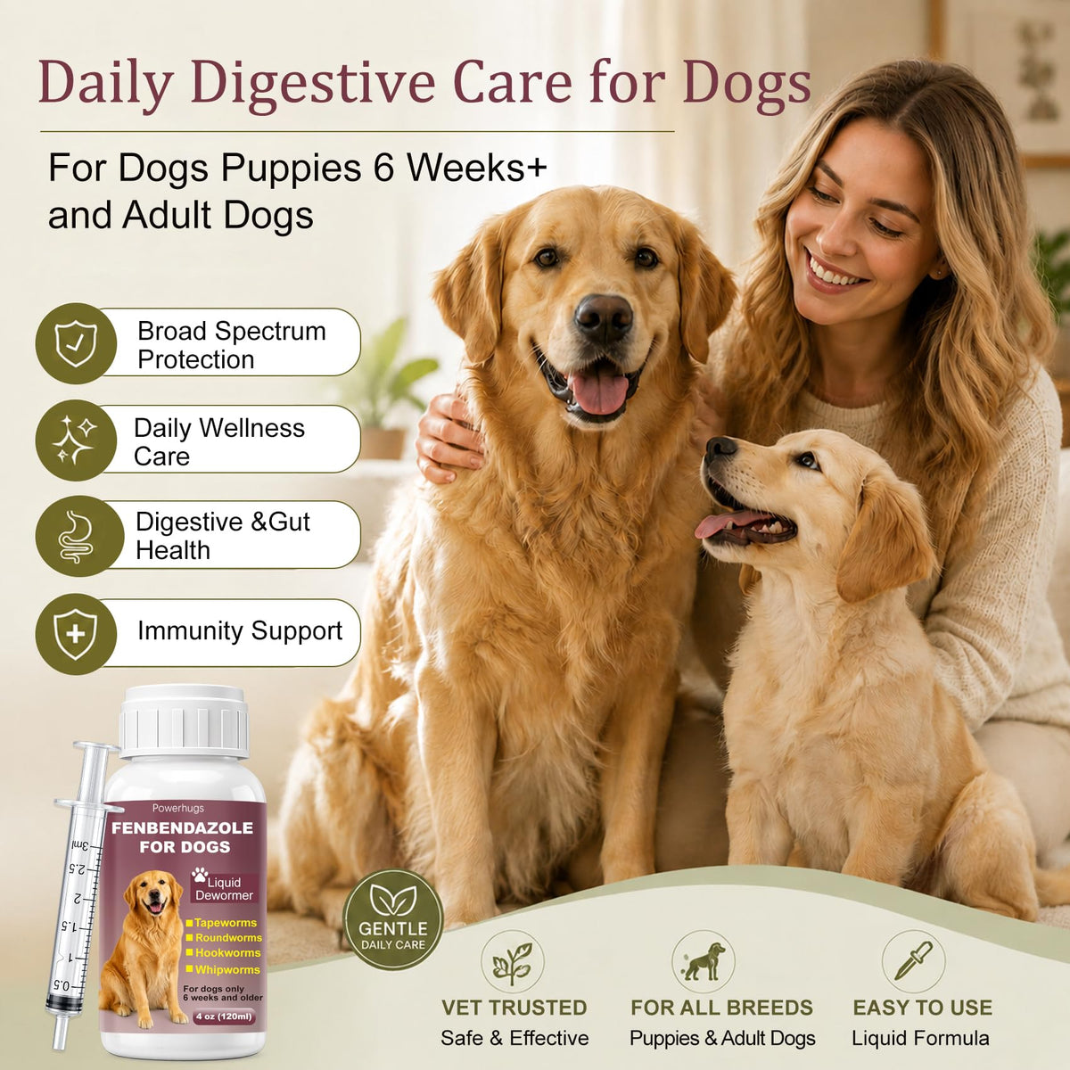 Dog Dewormer for Tapeworms, Roundworms, Hookworms and Whipworms U765878
