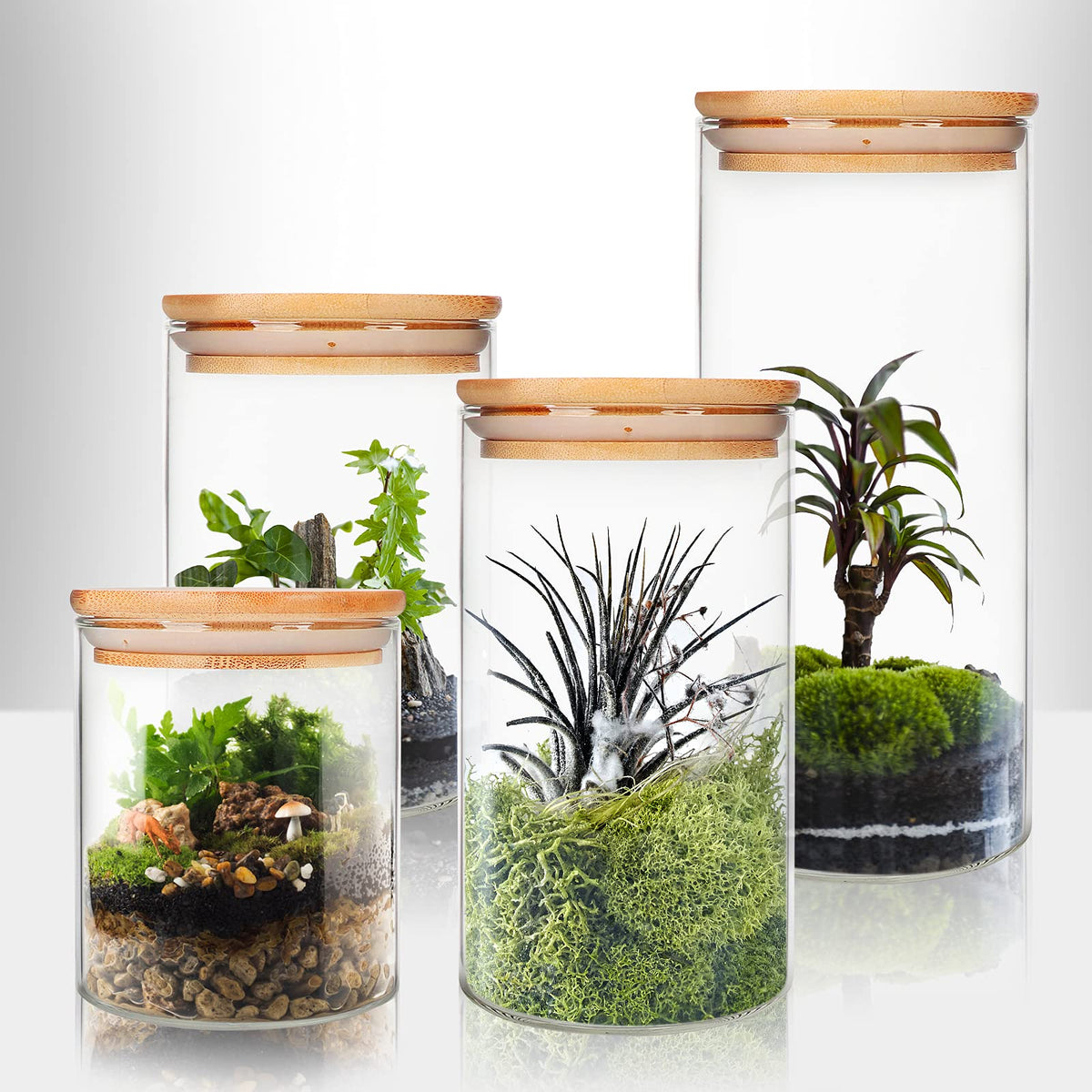 9 Pack 16 oz Glass Jars with Airtight Bamboo Lids J207250