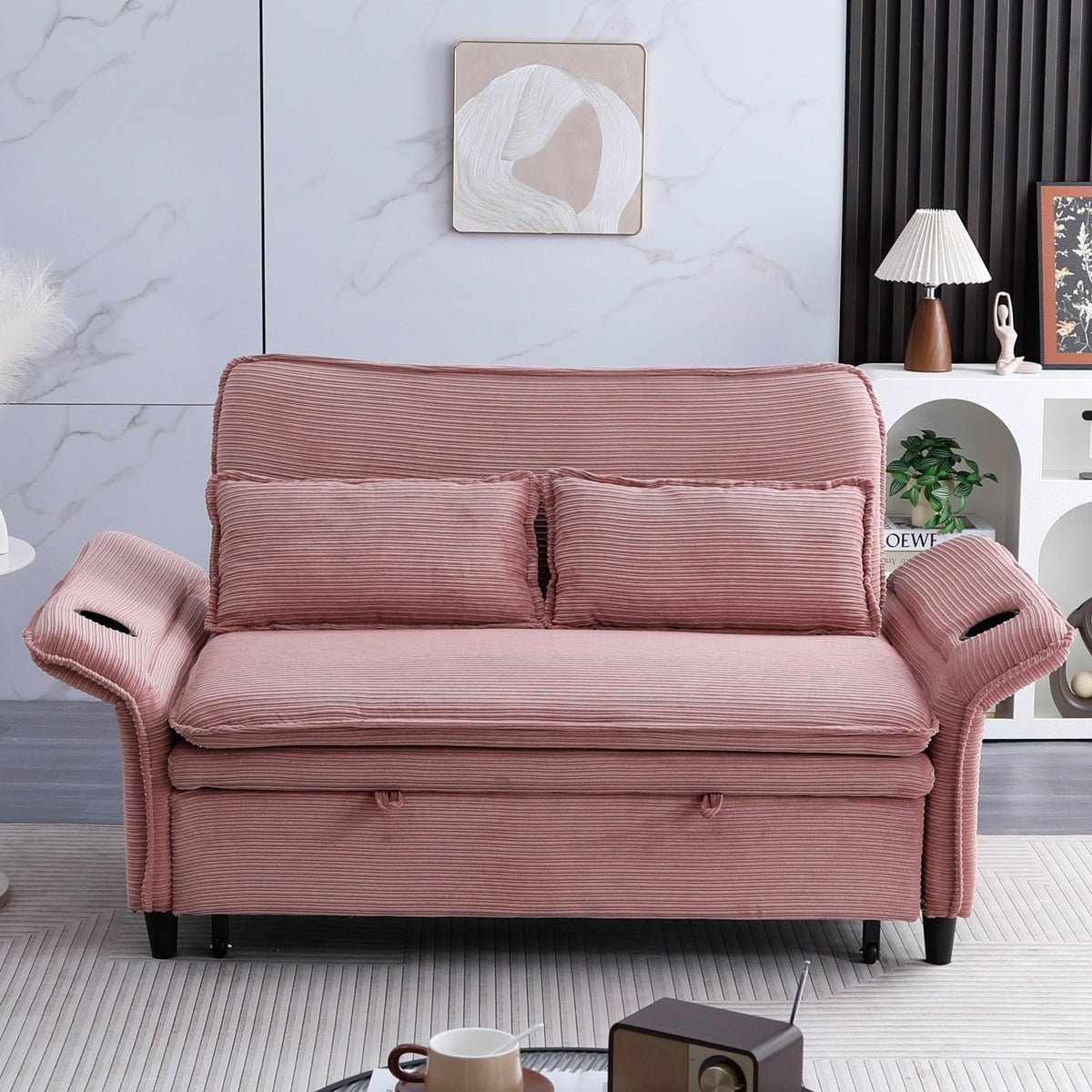 Pink Convertible Sleeper Sofa Bed C7637