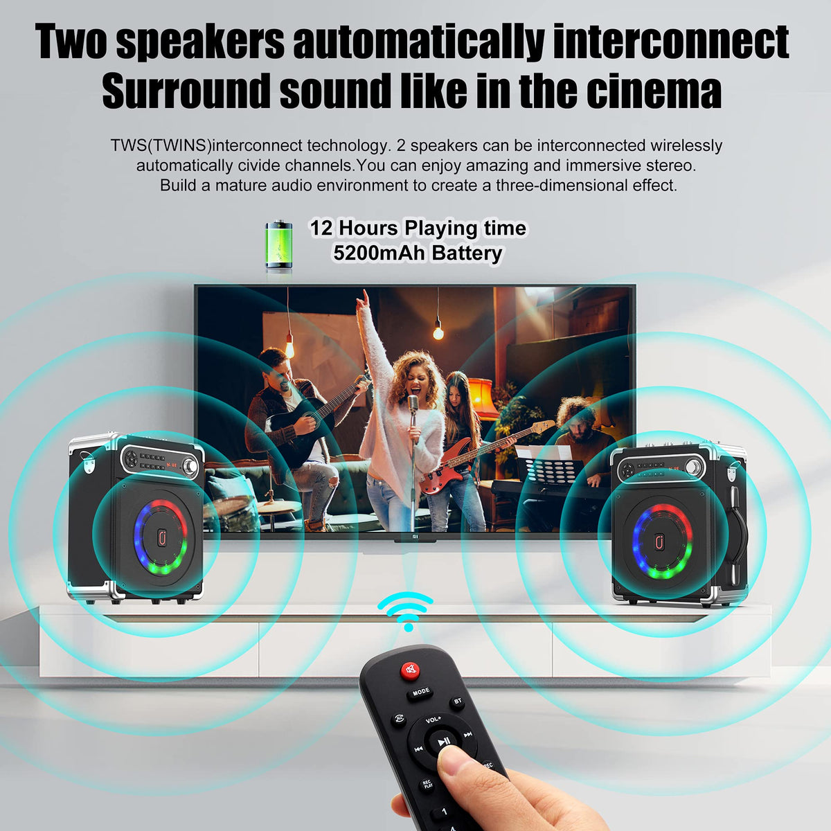Bluetooth Speaker with Two Wireless Microphones L52820