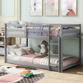 Twin Over Twin Solid Wood Bunk Bed with Ladder and Guardrails Y753