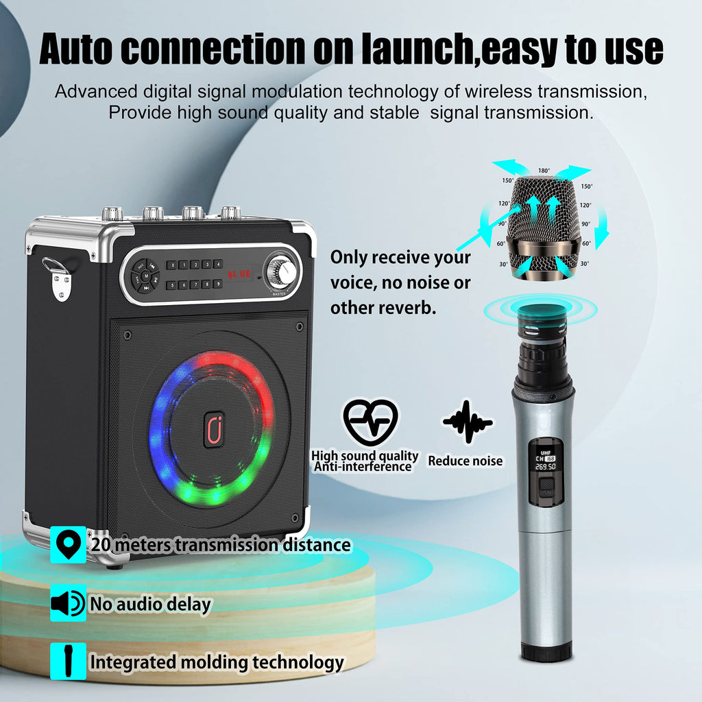 Bluetooth Speaker with Two Wireless Microphones L52820