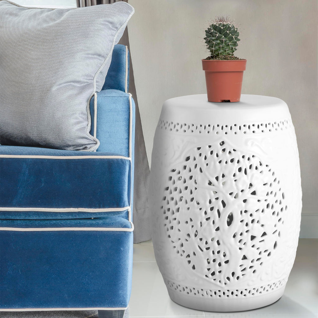 White Ceramic Garden Stool O5150