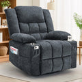 Fabric Dark Gray Swivel Rocker Recliner with Cup Holder S296