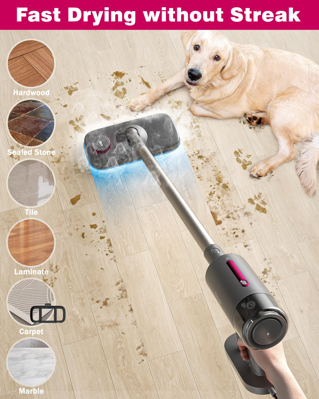 7in1 Handheld Steam Mop 1500W 23ft Cord V1759