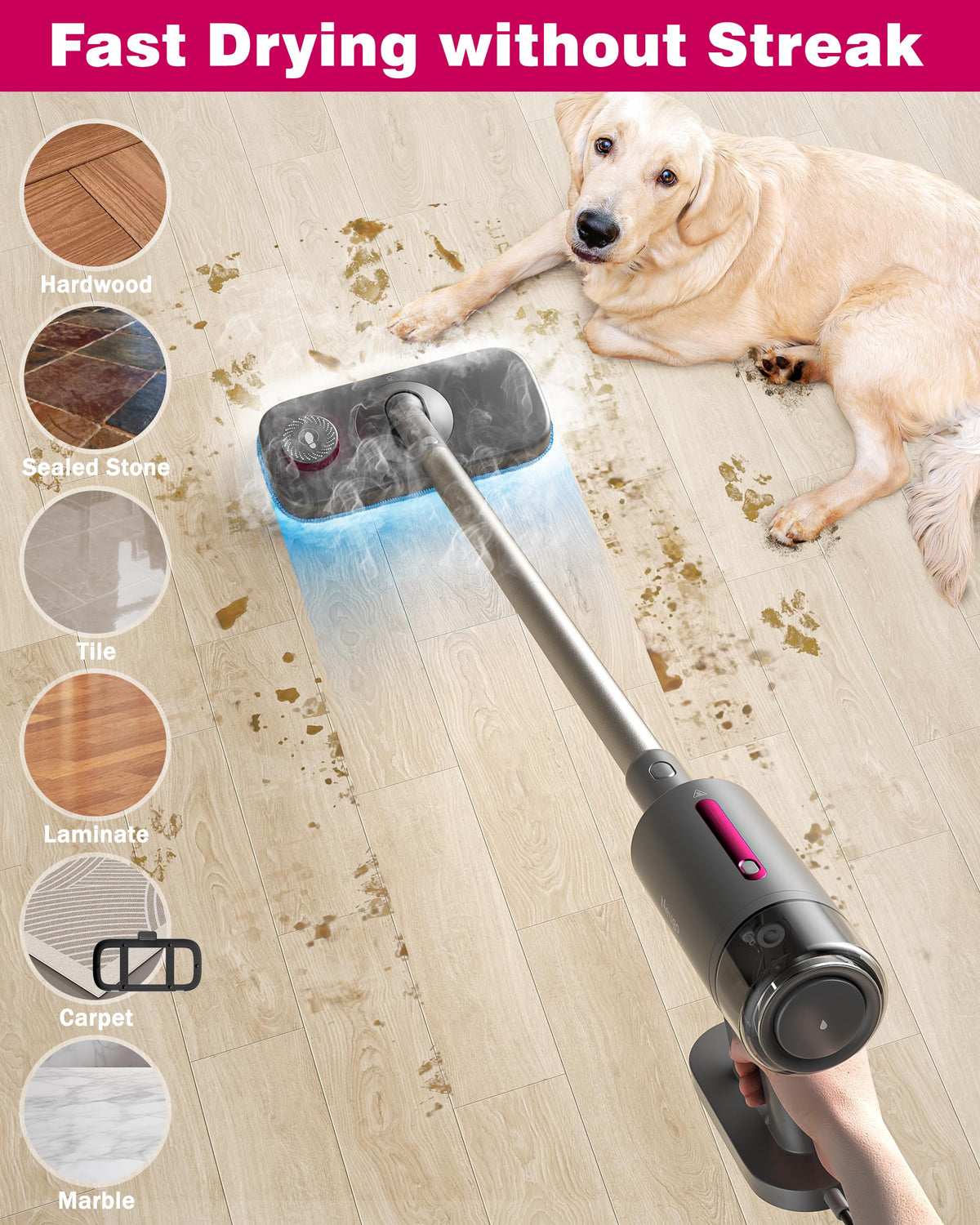 7in1 Handheld Steam Mop 1500W 23ft Cord V1759