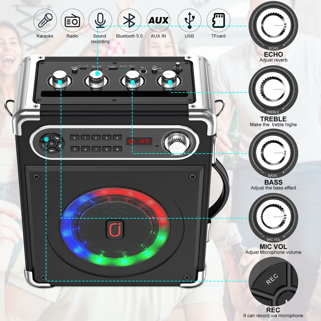 Bluetooth Speaker with Two Wireless Microphones L52820