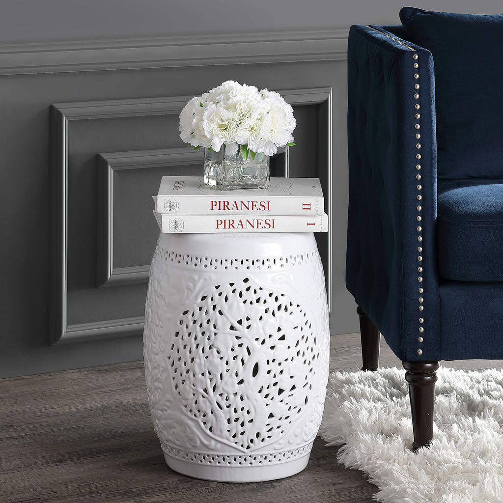 White Ceramic Garden Stool O5150